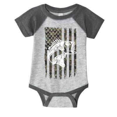 USA Flag Camo Camouflage Fish Infant Baby Jersey Bodysuit