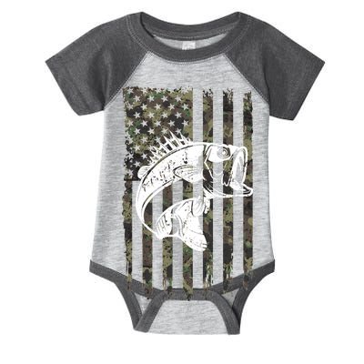 USA Flag Camo Camouflage Fish Infant Baby Jersey Bodysuit