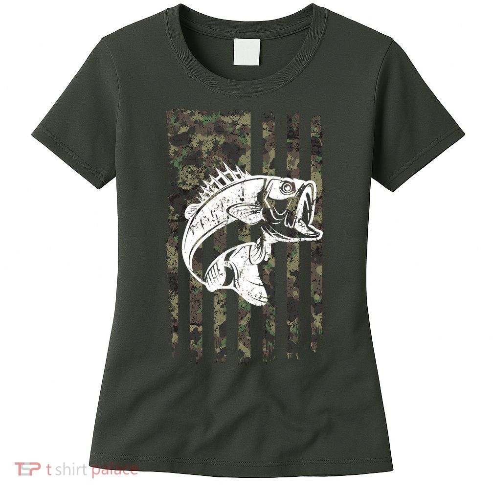 USA Flag Camo Camouflage Fish Women's T-Shirt