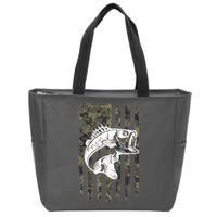 USA Flag Camo Camouflage Fish Zip Tote Bag