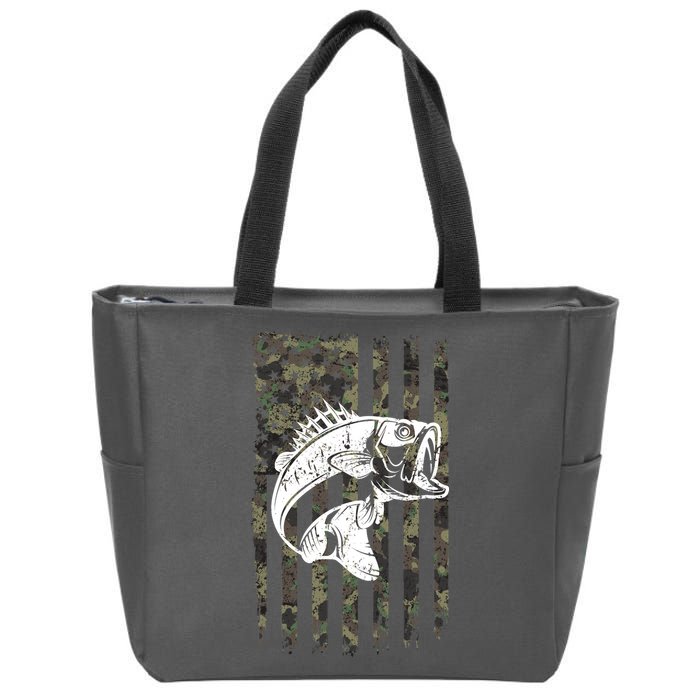 USA Flag Camo Camouflage Fish Zip Tote Bag