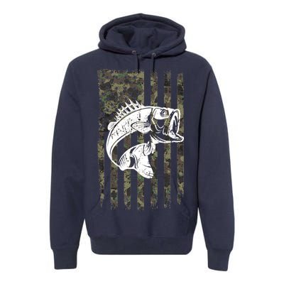 USA Flag Camo Camouflage Fish Premium Hoodie