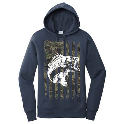 USA Flag Camo Camouflage Fish Women's Pullover Hoodie