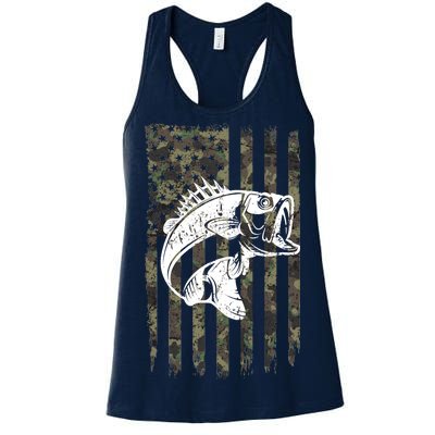 USA Flag Camo Camouflage Fish Women's Racerback Tank