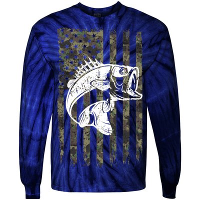 USA Flag Camo Camouflage Fish Tie-Dye Long Sleeve Shirt