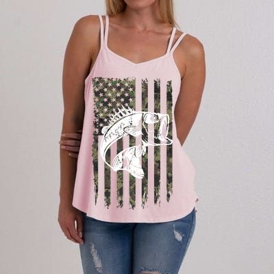 USA Flag Camo Camouflage Fish Women's Strappy Tank