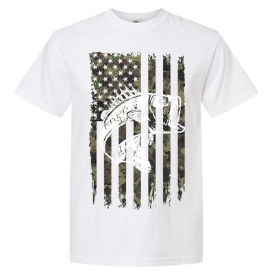 USA Flag Camo Camouflage Fish Garment-Dyed Heavyweight T-Shirt