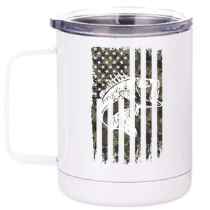 USA Flag Camo Camouflage Fish 12 oz Stainless Steel Tumbler Cup