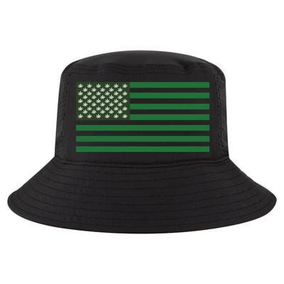 USA Flag Marijuana Cannabis Weed Styled Cool Comfort Performance Bucket Hat