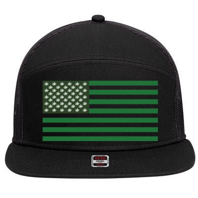 USA Flag Marijuana Cannabis Weed Styled 7 Panel Mesh Trucker Snapback Hat