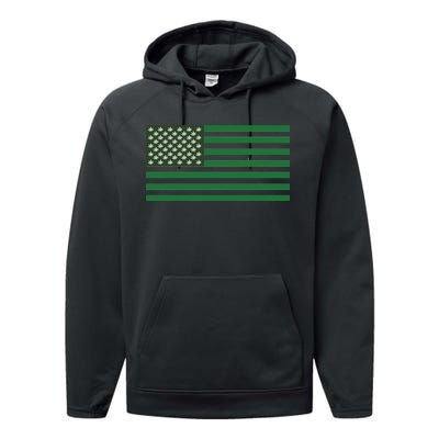 USA Flag Marijuana Cannabis Weed Styled Performance Fleece Hoodie