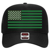 USA Flag Marijuana Cannabis Weed Styled High Crown Mesh Back Trucker Hat