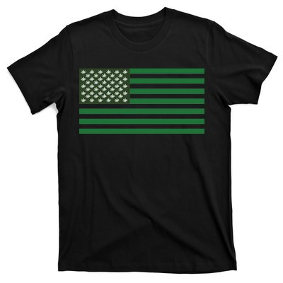 USA Flag Marijuana Cannabis Weed Styled T-Shirt