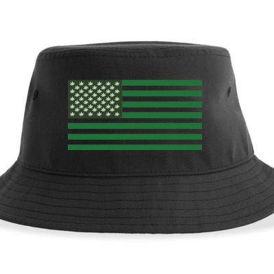 USA Flag Marijuana Cannabis Weed Styled Sustainable Bucket Hat