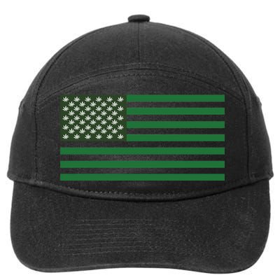 USA Flag Marijuana Cannabis Weed Styled 7-Panel Snapback Hat