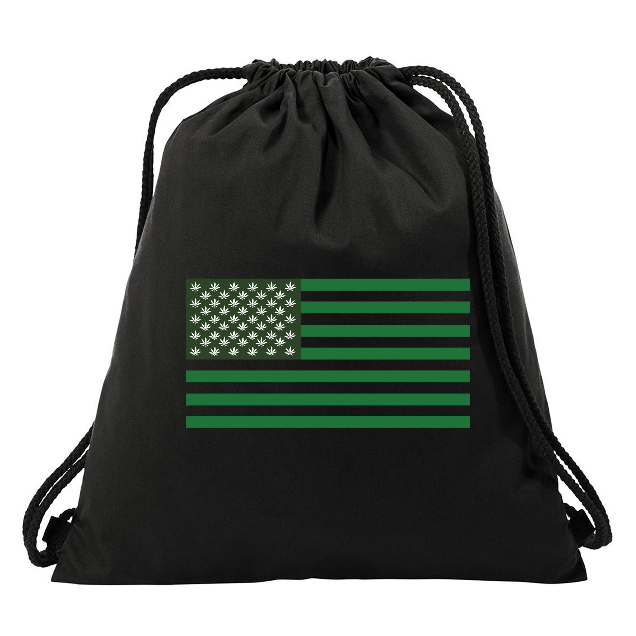 USA Flag Marijuana Cannabis Weed Styled Drawstring Bag