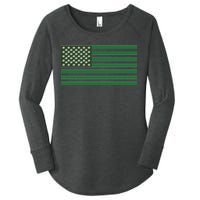 USA Flag Marijuana Cannabis Weed Styled Women's Perfect Tri Tunic Long Sleeve Shirt