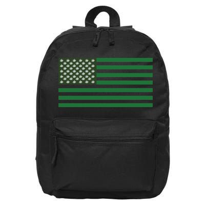 USA Flag Marijuana Cannabis Weed Styled 16 in Basic Backpack