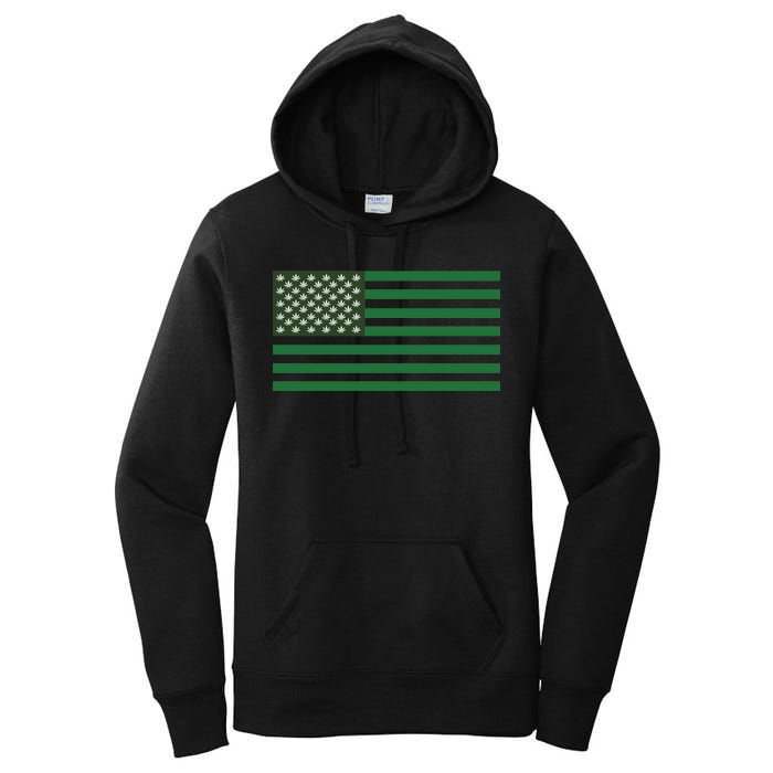 USA Flag Marijuana Cannabis Weed Styled Women's Pullover Hoodie