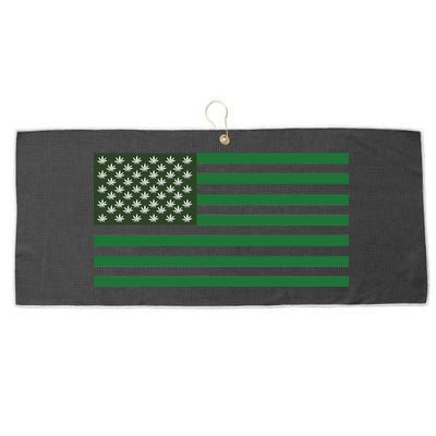 USA Flag Marijuana Cannabis Weed Styled Large Microfiber Waffle Golf Towel