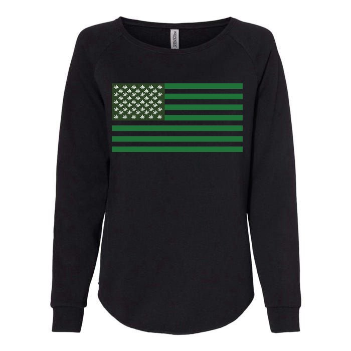 USA Flag Marijuana Cannabis Weed Styled Womens California Wash Sweatshirt