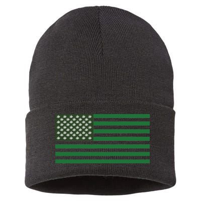 USA Flag Marijuana Cannabis Weed Styled Sustainable Knit Beanie