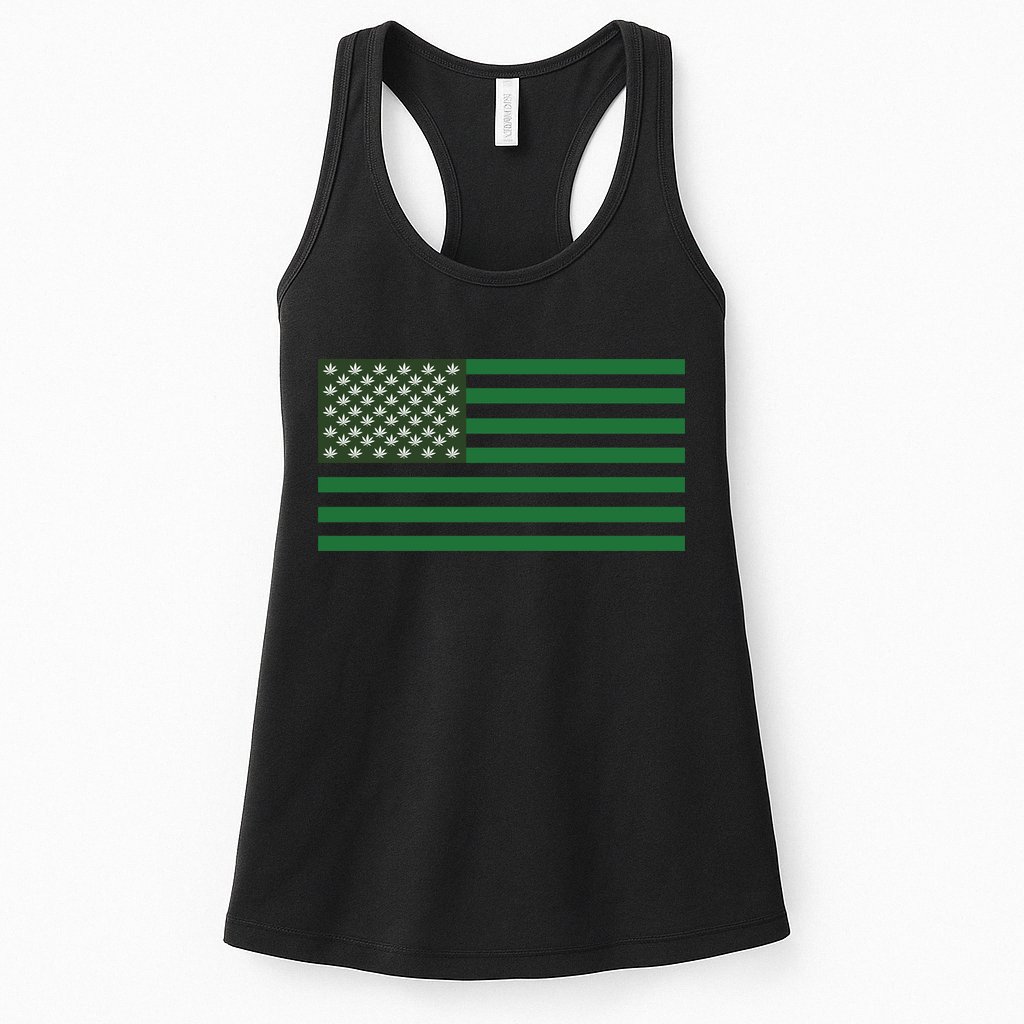 USA Flag Marijuana Cannabis Weed Styled Womens Tank Top