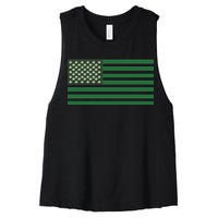 USA Flag Marijuana Cannabis Weed Styled Women's Racerback Cropped Tank