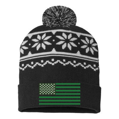 USA Flag Marijuana Cannabis Weed Styled USA-Made Snowflake Beanie