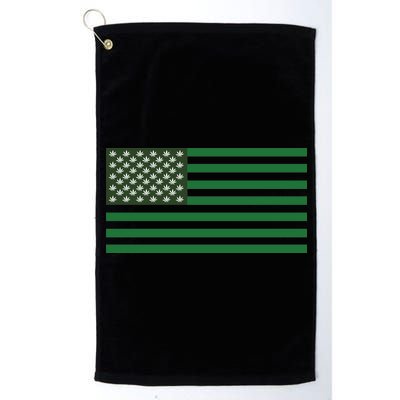 USA Flag Marijuana Cannabis Weed Styled Platinum Collection Golf Towel