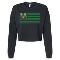 USA Flag Marijuana Cannabis Weed Styled Cropped Pullover Crew