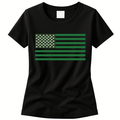 USA Flag Marijuana Cannabis Weed Styled Womens T-Shirt