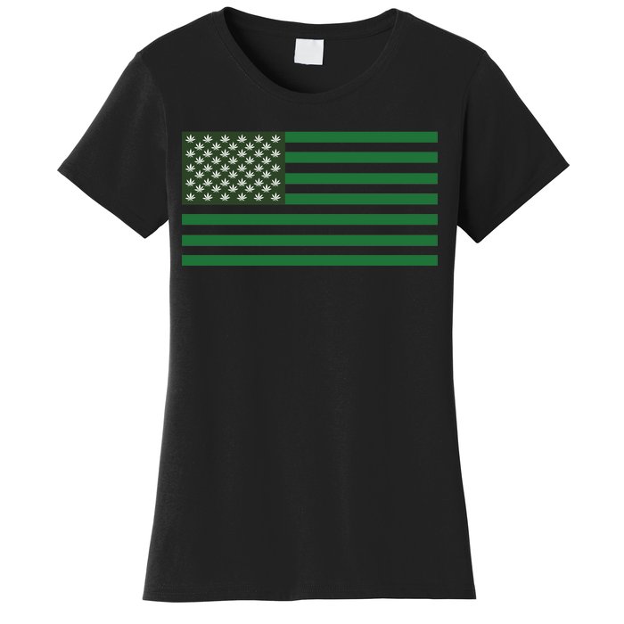 USA Flag Marijuana Cannabis Weed Styled Women's T-Shirt