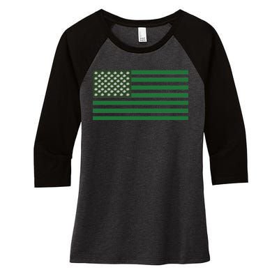 USA Flag Marijuana Cannabis Weed Styled Women's Tri-Blend 3/4-Sleeve Raglan Shirt