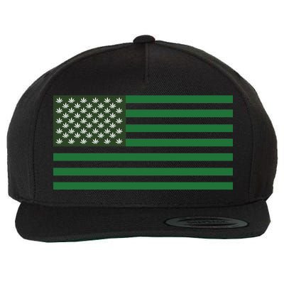 USA Flag Marijuana Cannabis Weed Styled Wool Snapback Cap