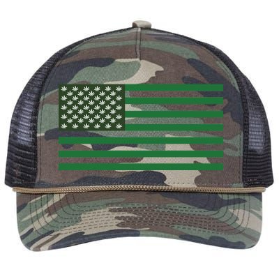 USA Flag Marijuana Cannabis Weed Styled Retro Rope Trucker Hat Cap