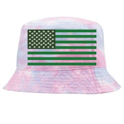 USA Flag Marijuana Cannabis Weed Styled Tie-Dyed Bucket Hat