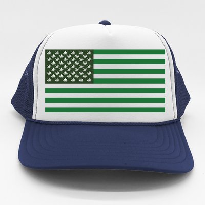 USA Flag Marijuana Cannabis Weed Styled Trucker Hat