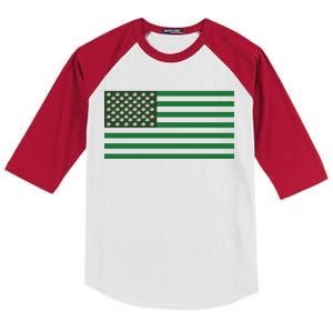 USA Flag Marijuana Cannabis Weed Styled Kids Colorblock Raglan Jersey