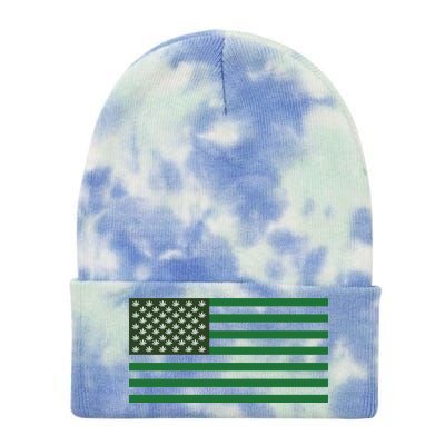 USA Flag Marijuana Cannabis Weed Styled Tie Dye 12in Knit Beanie