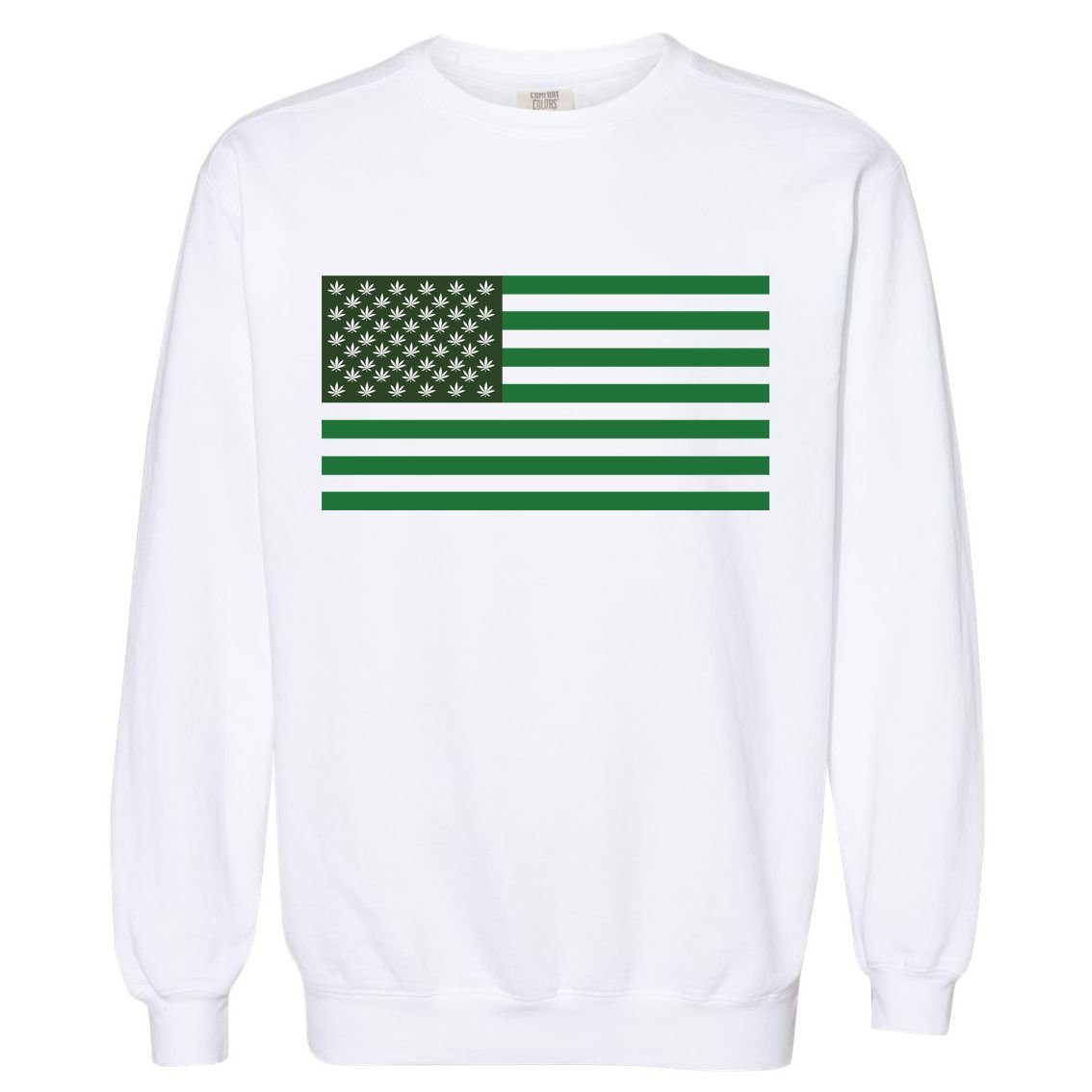 USA Flag Marijuana Cannabis Weed Styled Garment-Dyed Sweatshirt