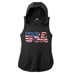 USA Flag Team Logo Ladies PosiCharge Tri-Blend Wicking Draft Hoodie Tank