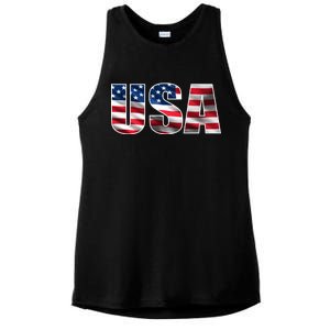 USA Flag Team Logo Ladies PosiCharge Tri-Blend Wicking Tank