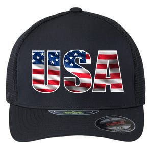 USA Flag Team Logo Flexfit Unipanel Trucker Cap