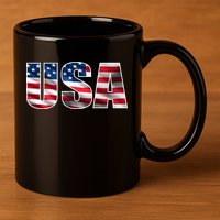 USA Flag Team Logo 11oz C Handle Ceramic Mug