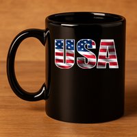 USA Flag Team Logo 11oz C Handle Ceramic Mug