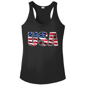 USA Flag Team Logo Ladies PosiCharge Competitor Racerback Tank