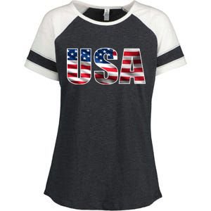 USA Flag Team Logo Enza Ladies Jersey Colorblock Tee