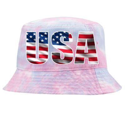 USA Flag Team Logo Tie-Dyed Bucket Hat