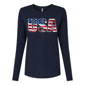 USA Flag Team Logo Womens Cotton Relaxed Long Sleeve T-Shirt